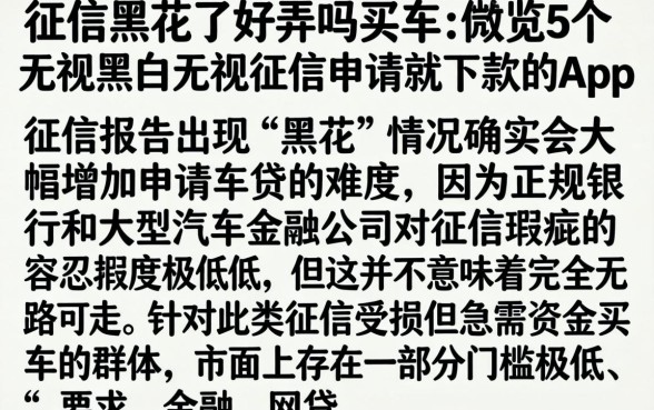 征信黑花了好弄吗买车，概览5个无视黑白无视征信申请就下款的app