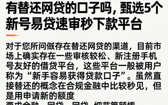 有替还网贷的口子吗，甄选5个新号易贷速审秒下款平台