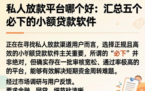 私人放款平台哪个好，汇总五个必下的小额贷款软件