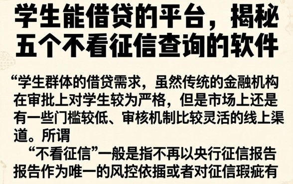 学生能借贷的平台，揭秘五个不看征信查询的软件