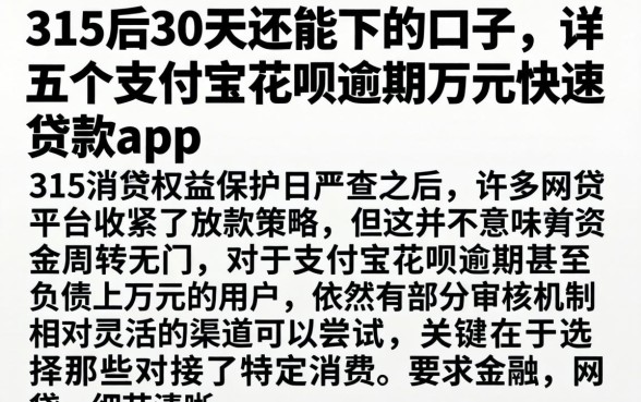 315后30天还能下的口子，详尽说明五个支付宝花呗逾期万元快速贷款app
