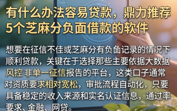有什么办法容易贷款，鼎力推荐5个芝麻分负面借款的软件