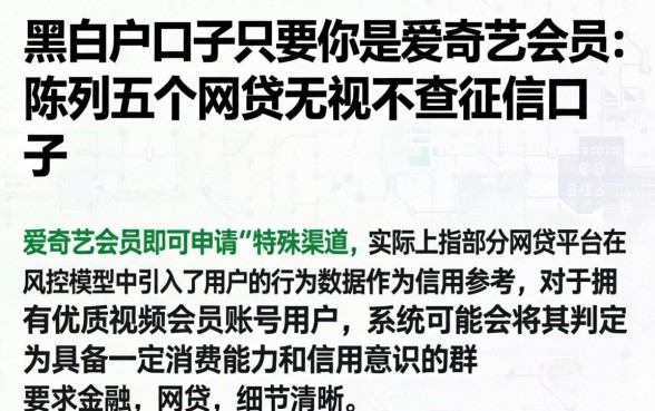 黑白户口子只要你是爱奇艺会员，陈列五个网贷无视不查征信口子