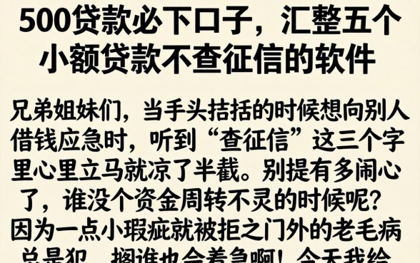 500贷款必下口子,汇整五个小额贷款不查征信的软件
