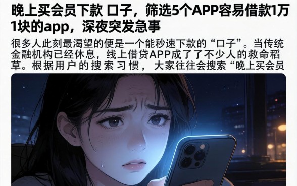 晚上买会员下款的口子，筛选5个APP容易借款1万块的app