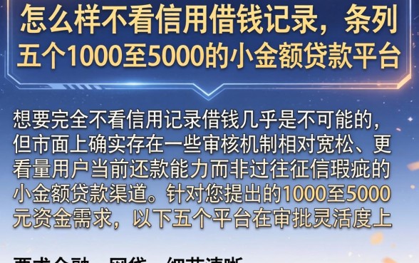 怎么样不看信用借钱记录，条列五个1000至5000的小额贷款平台