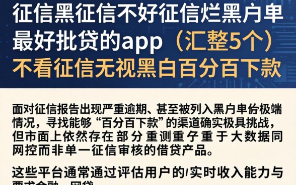 征信黑征信不好征信烂黑名单最好批贷的app，汇整5个不看征信无视黑白百分百下款