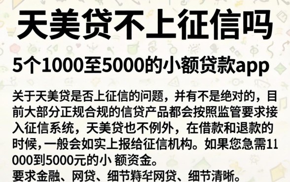天美贷不上征信吗,详尽说明5个1000至5000的小额贷款app