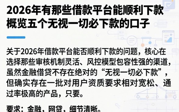 2026年有哪些借款平台能顺利下款，概览五个无视一切必下款的口子