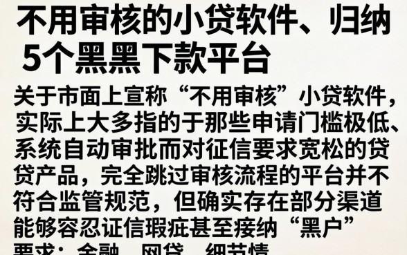 不用审核的小贷软件，归纳5个黑户下款平台