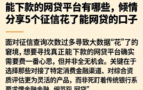 能下款的网贷平台有哪些，倾情分享5个征信花了能网贷的口子