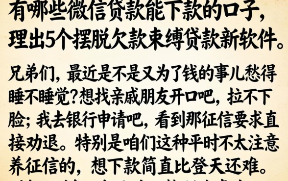 有哪些微信贷款能下款的口子,理出5个摆脱欠款束缚贷款新软件