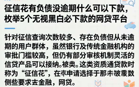 征信花有负债没逾期什么可以下款，枚举5个无视黑白必下款的网贷平台