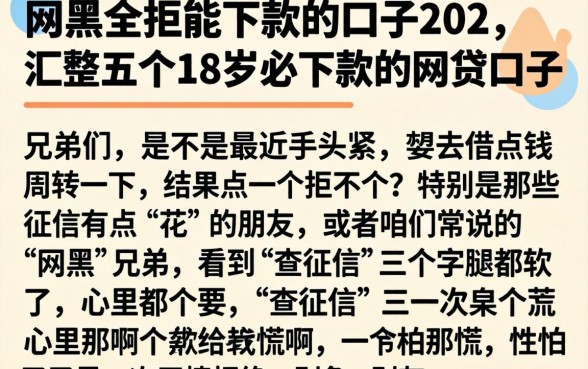 网黑全拒能下款的口子202，汇整五个18岁必下款的网贷口子