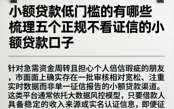 小额贷款低门槛的有哪些，梳理五个正规不看征信的小额贷款口子