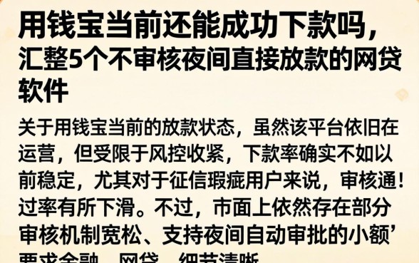 用钱宝当前还能成功下款吗，汇整5个不审核夜间直接放款的网贷软件