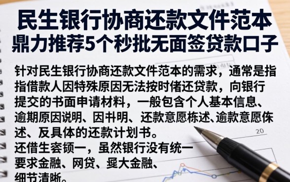 民生银行协商还款文件范本，鼎力推荐5个秒批无面签贷款口子