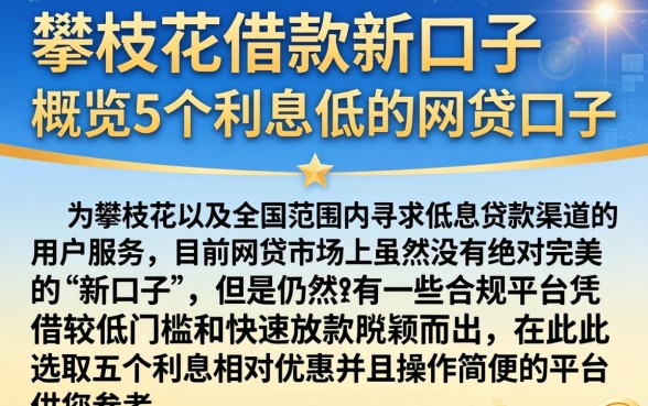 攀枝花借款新口子，概览5个利息低的网贷口子