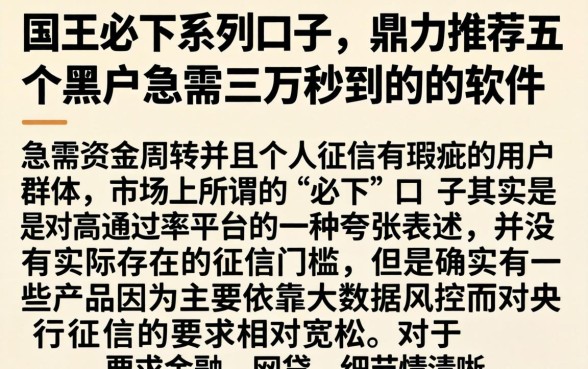 国王必下系列口子，鼎力推荐五个黑户急需三万秒到的的软件