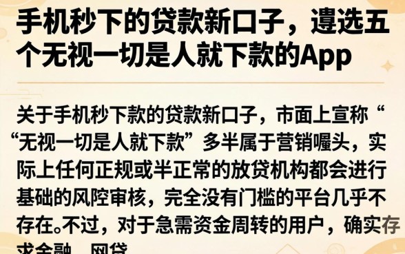 手机秒下的贷款新口子，遴选五个无视一切是人就下款的app