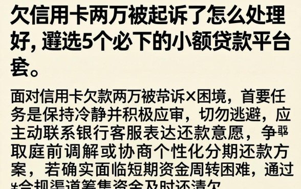 欠信用卡两万被起诉了怎么处理好，遴选5个必下的小额贷款平台