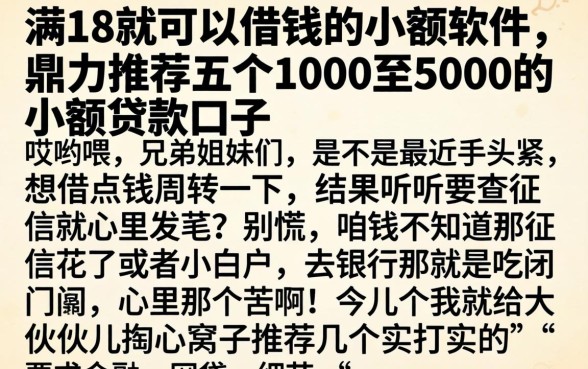 满18就可以借钱的小额软件，鼎力推荐五个1000至5000的小额贷款口子