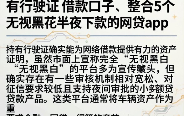 有行驶证的借款口子，整合5个无视黑花半夜下款的网贷app