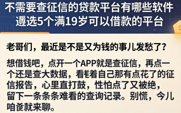 不需要查征信的贷款平台有哪些软件，遴选5个满19岁可以借款的平台