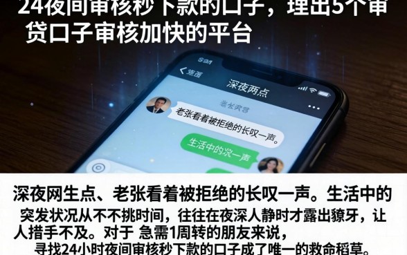 24夜间审核秒下款的口子，理出5个审贷口子审核加快的平台
