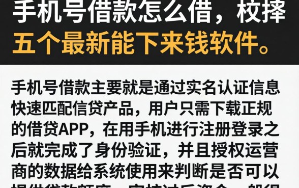 手机号借款怎么借，枚举五个最新能下来钱的软件