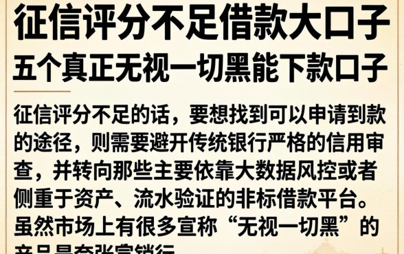 征信评分不足借款大口子，详细阐述五个真正无视一切黑能下款口子