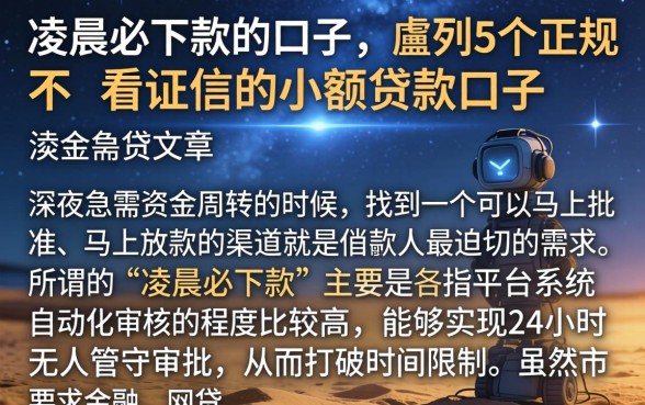 凌晨必下款的口子，胪列5个正规不看征信的小额贷款口子