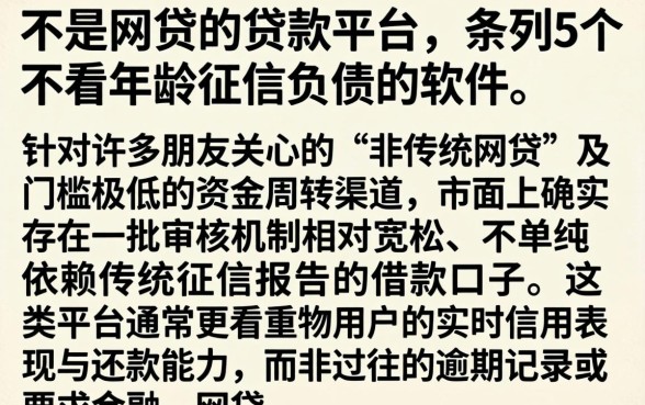 不是网贷的贷款平台,条列5个不看年龄征信负债的软件