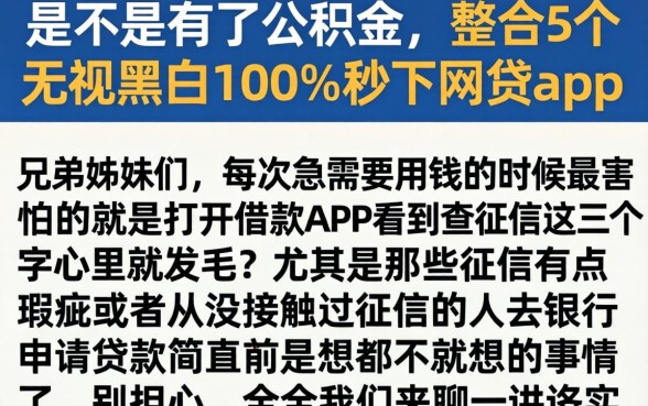 是不是有了公积金，整合5个无视黑白100%秒下网贷app
