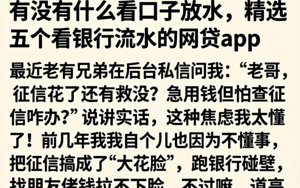 有没有什么看口子放水，精选五个看银行流水的网贷app