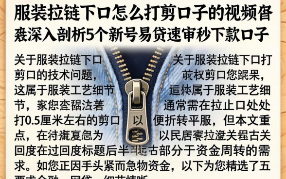服装拉链下口怎么打剪口子的视频，深入剖析5个新号易贷速审秒下款口子