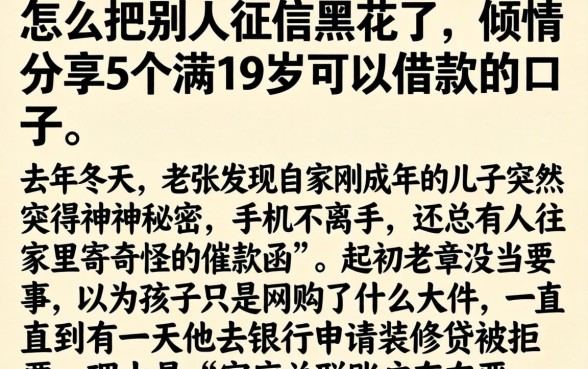 怎么把别人征信黑花了，倾情分享5个满19岁可以借款的口子