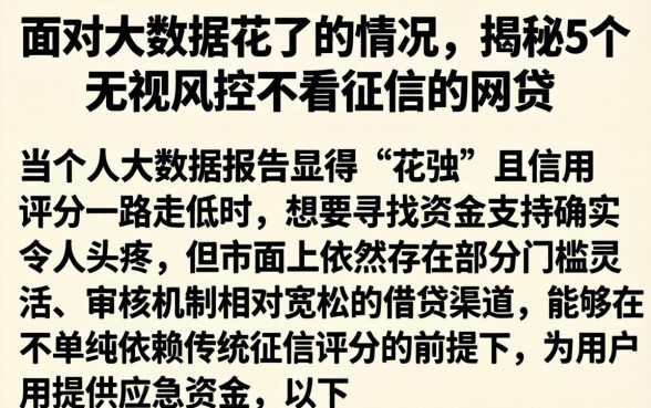 面对大数据花了的情况，揭秘5个无视风控不看征信的网贷