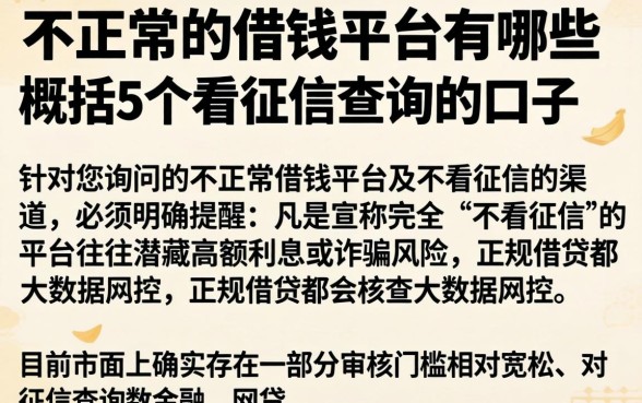 不正规的借钱平台有哪些，概括5个不看征信查询的口子