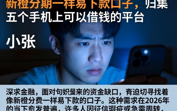 新橙分期一样易下款的口子，归集五个手机上可以借钱的平台