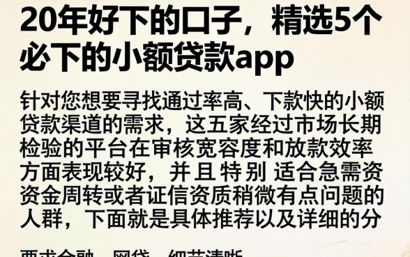 20年好下的口子，精选5个必下的小额贷款app