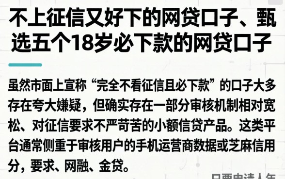 不上征信又好下的网贷口子，甄选五个18岁必下款的网贷口子