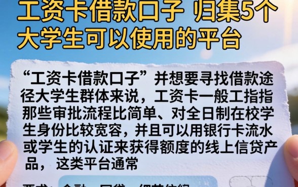 工资卡借款的口子，归集5个大学生可以使用的平台