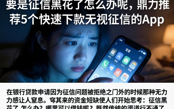 要是征信黑花了怎么办呢，鼎力推荐5个快速下款无视征信的app
