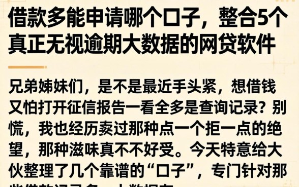 借款多能申请哪个口子，整合5个真正无视逾期大数据的网贷软件