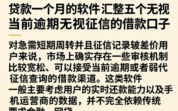 贷款一个月的软件，汇整五个无视当前逾期无视征信的借款口子