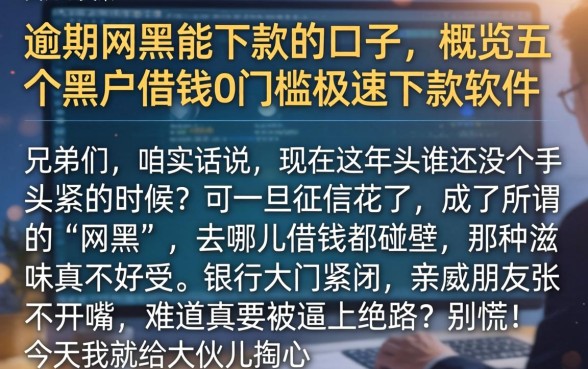 逾期网黑能下款的口子，概览五个黑户借钱0门槛极速下款软件