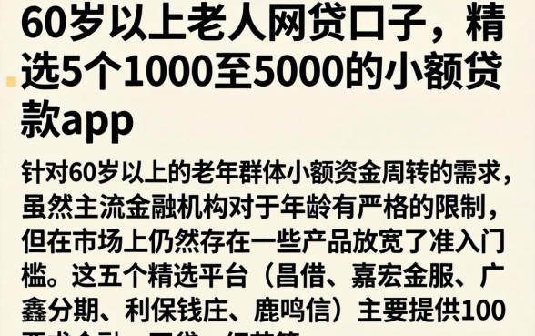 60岁以上老人网贷口子，精选5个1000至5000的小额贷款app