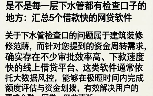 是不是每一层下水管都有检查口子的地方，汇总5个借款快的网贷软件