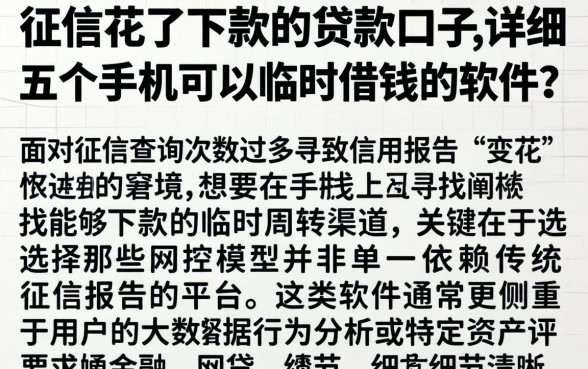 征信花了下款的贷款口子，详细阐述五个手机可以临时借钱的软件
